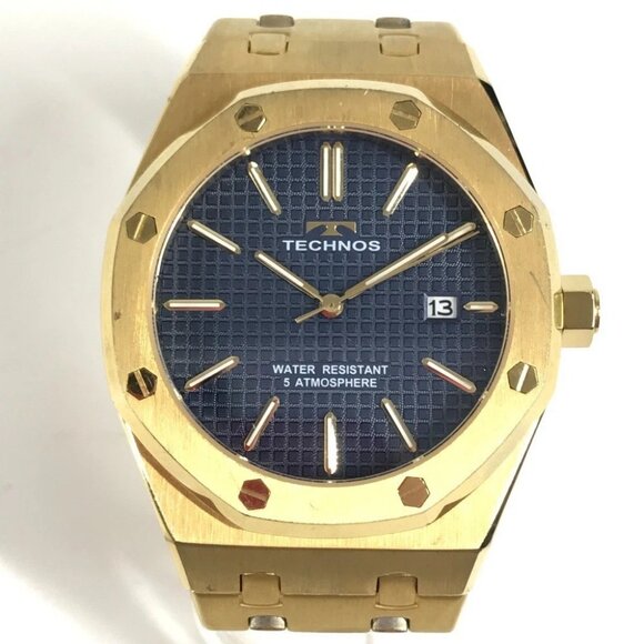 TECHNOS T9539 logo Men's watch Wristwatch SS Gold - Picture 1 of 16